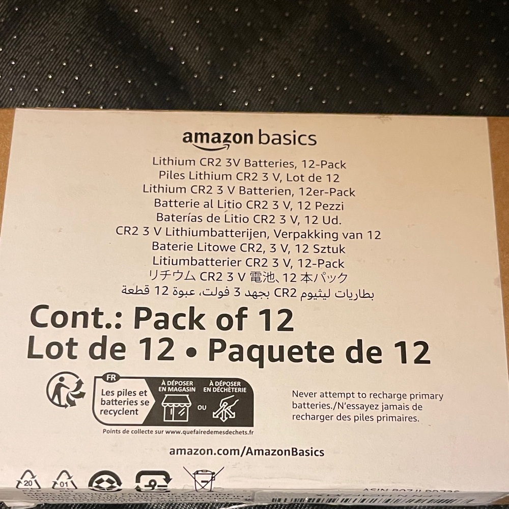 NIB Amazon Basics Lithium CR2 3V Batteries, 12-Pack